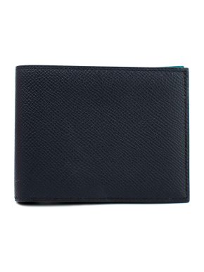 Hermes Navy Epsom Leather Bifold Wallet with Teal Lining