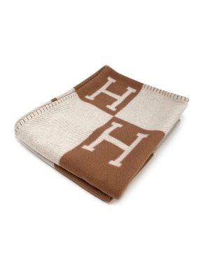 Hermes Gold and Beige Avalon III Throw Blanket