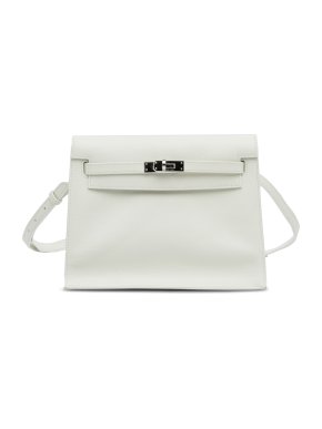 Hermes Kelly Danse in White Evercolor Leather with Palladium Hardware