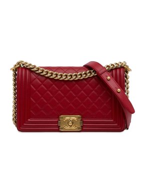 Chanel Red Medium Lambskin Boy Bag