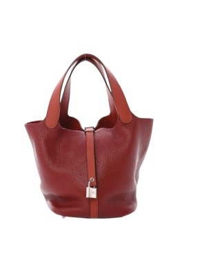 Hermes Verso Picotin Lock MM in Red Clemence Leather with Palladium Hardware