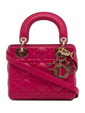 Dior Pink Mini Lambskin Cannage Lady Dior