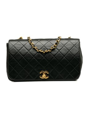 Chanel Vintage Black Lambskin Full Flap Bag