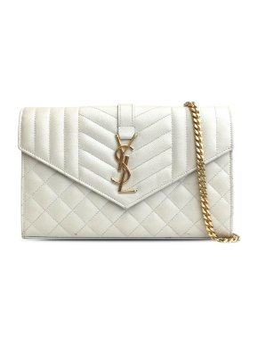 Saint Laurent Grained de Poudre Cassandre Wallet on Chain