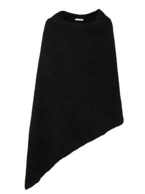 The Row Black Raini Asymmetric Cashmere Poncho