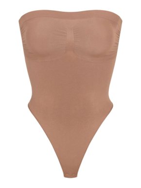 SKIMS Seamless Sculpt Strapless Thong Bodysuit in Sienna