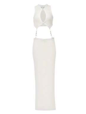 Casablanca White Cut Out Crochet Maxi Dress