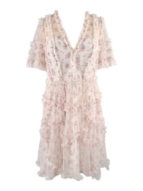 Needle & Thread Bijou Rose Ruffle Mini Dress