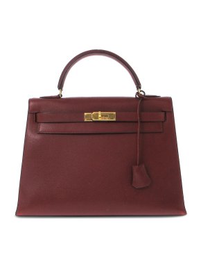 Hermes Vintage  Kelly 32 Sellier in Rouge H Courcheval Leather with Gold Hardware