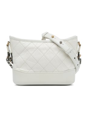 Chanel White Small Lambskin Gabrielle Crossbody Bag