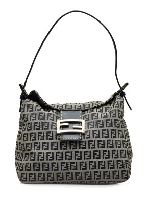 Fendi Zucchino Double Flap Shoulder Bag