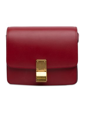 Celine Red Leather Small Classic Box Bag