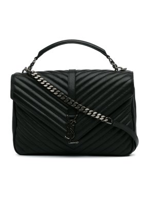 Saint Laurent Black Large Monogram Matelasse College Bag