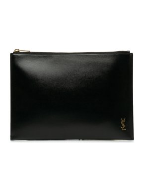 Saint Laurent Black Cassandre Clutch Bag