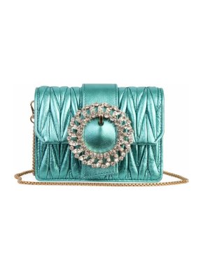 Miu Miu Mini Matelasse Turquouise Crystal Crossbody Bag