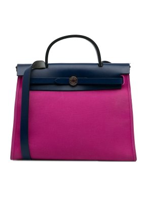 Hermes Pink & Blue Toile Herbag Zip 31