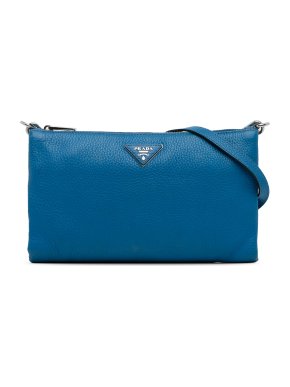 Prada Blue Vitello Daino Crossbody Bag