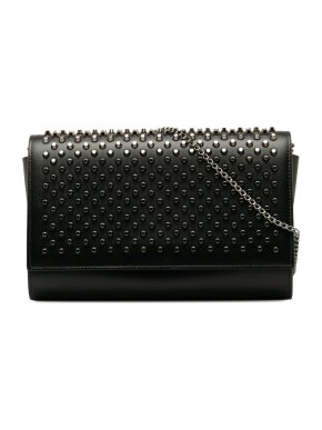 Christian Louboutin Black Studded Leather Paloma Clutch on Chain