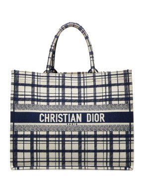 Dior Navy and White Large Check n Dior Book Tote
