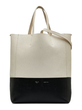 Celine Cream and Black Small Bicolor Vertical Cabas Tote Bag
