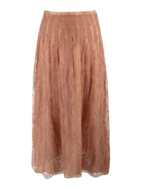 Dior Caramel Floral Lace Midi Skirt