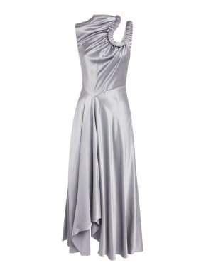 Roksanda Silver Silk Gathered Felina Midi Dress