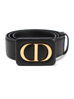 Dior Black Leather CD Square Buckle Belt