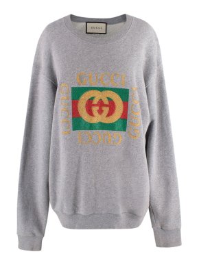 Gucci Grey Glitter Logo Crewneck Sweatshirt