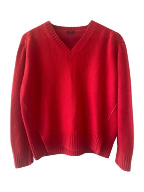 Joseph Red V-Neck Cashmere Jumper
