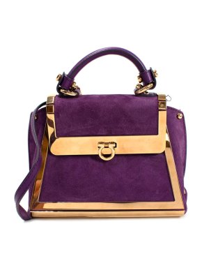 Salvatore Ferragamo Mini Sofia Suede Purple Bag