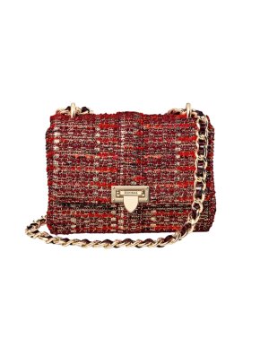 Aspinal Cardinal Red Metallic Tweed Lottie Bag
