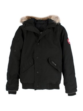 Canada Goose Black Fur Trimmed Youth Rundle Bomber Jacket 14-16years
