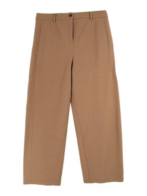 Icicle Tan Wool Straight Leg Trousers