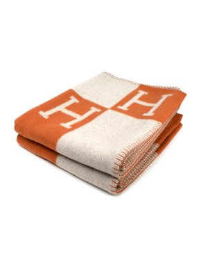 Hermes Orange and Beige Avalon III Throw Blanket