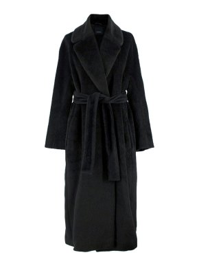 'S Max Mara Black Alpaca Blend Wrap Coat