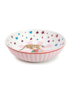 Hermes White and Pink Circus Porcelain Cereal Bowl