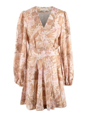 Zimmermann Zimmerman Beige Floral Andie Wrap Mini Dress