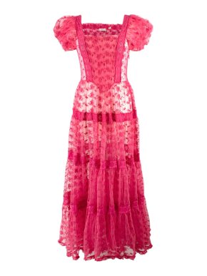 Doen Hot Pink Floral Tulle Nadette Dress