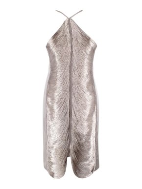 Cult Gaia Mara Draped Metallic Mini Dress