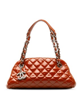 Chanel Burnt Orange Small Patent Leather Just Mademoiselle Shoulder Bag