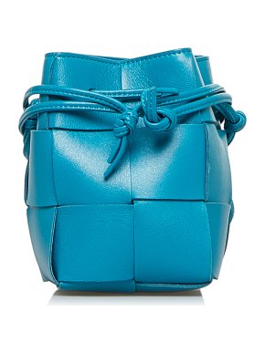 Bottega Veneta Blue Mini Intrecciato Cassette Bucket Bag