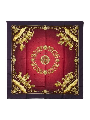 Hermes Red Cosmos Silk Scarf