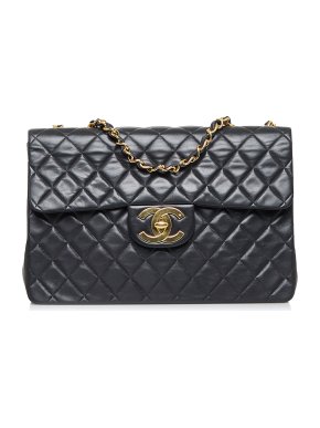 Chanel Black Lambskin Maxi Classic Single Flap Bag