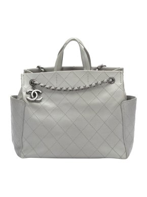Chanel Grey CC Pocket  Shopping Tote Bag