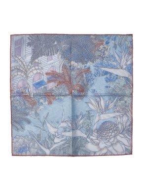 Hermes Blue Fauborg Tropical Silk Scarf