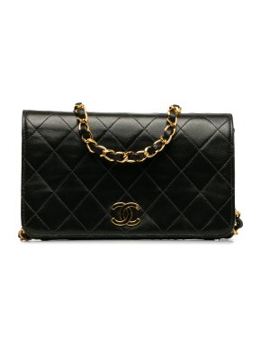 Chanel Vintage Black Lambskin Full Flap Bag