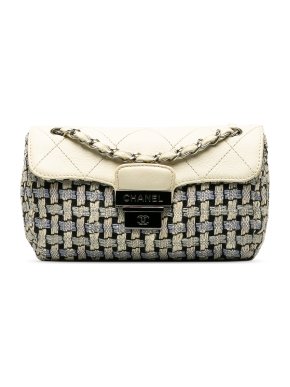 Chanel Cream Tweed Single Flap Shoulder Bag