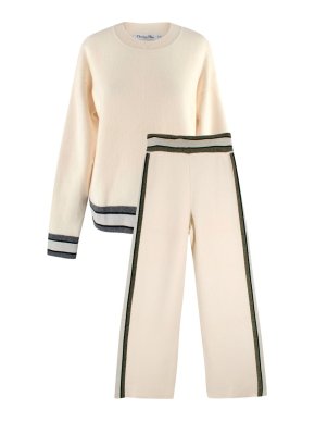 Dior Cream Cashmere Knit Jumper and Wide Leg Trousers Set