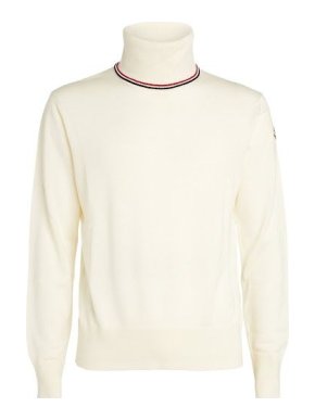 Moncler Cream Turtleneck Knit Sweater