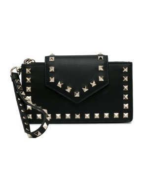 Valentino Black Rockstud Phone Case with Chain